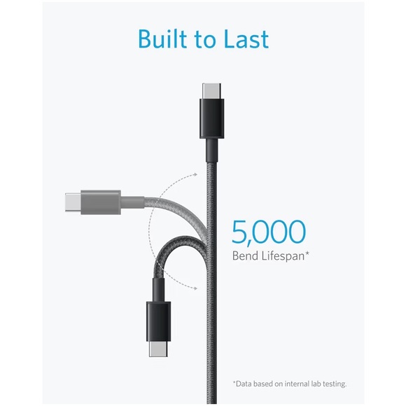 Anker Black Braided USB-C Power Cable with Angled Connector - Picture 3 of 3